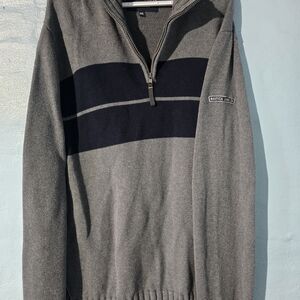 Nautica Men's Zip-Up Sweater in Gray and Black